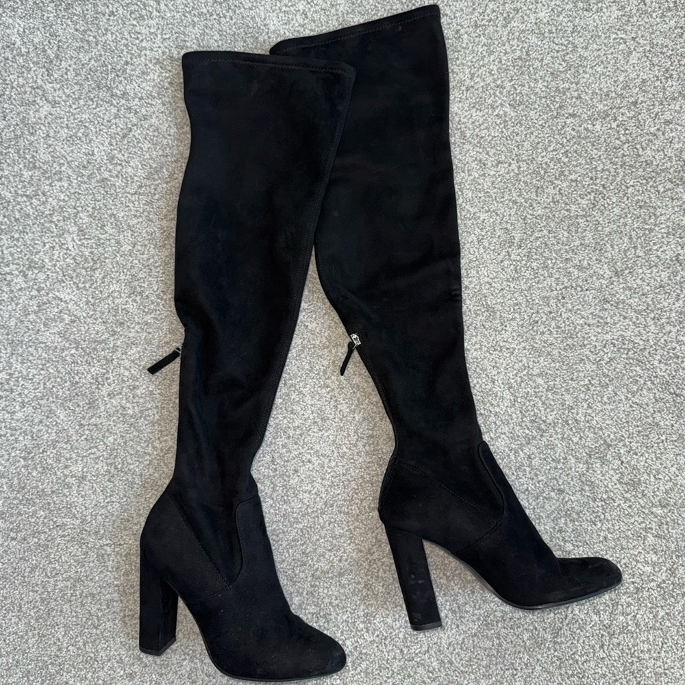 Steve Madden Black Suede Over the Knee Boot Sz 6